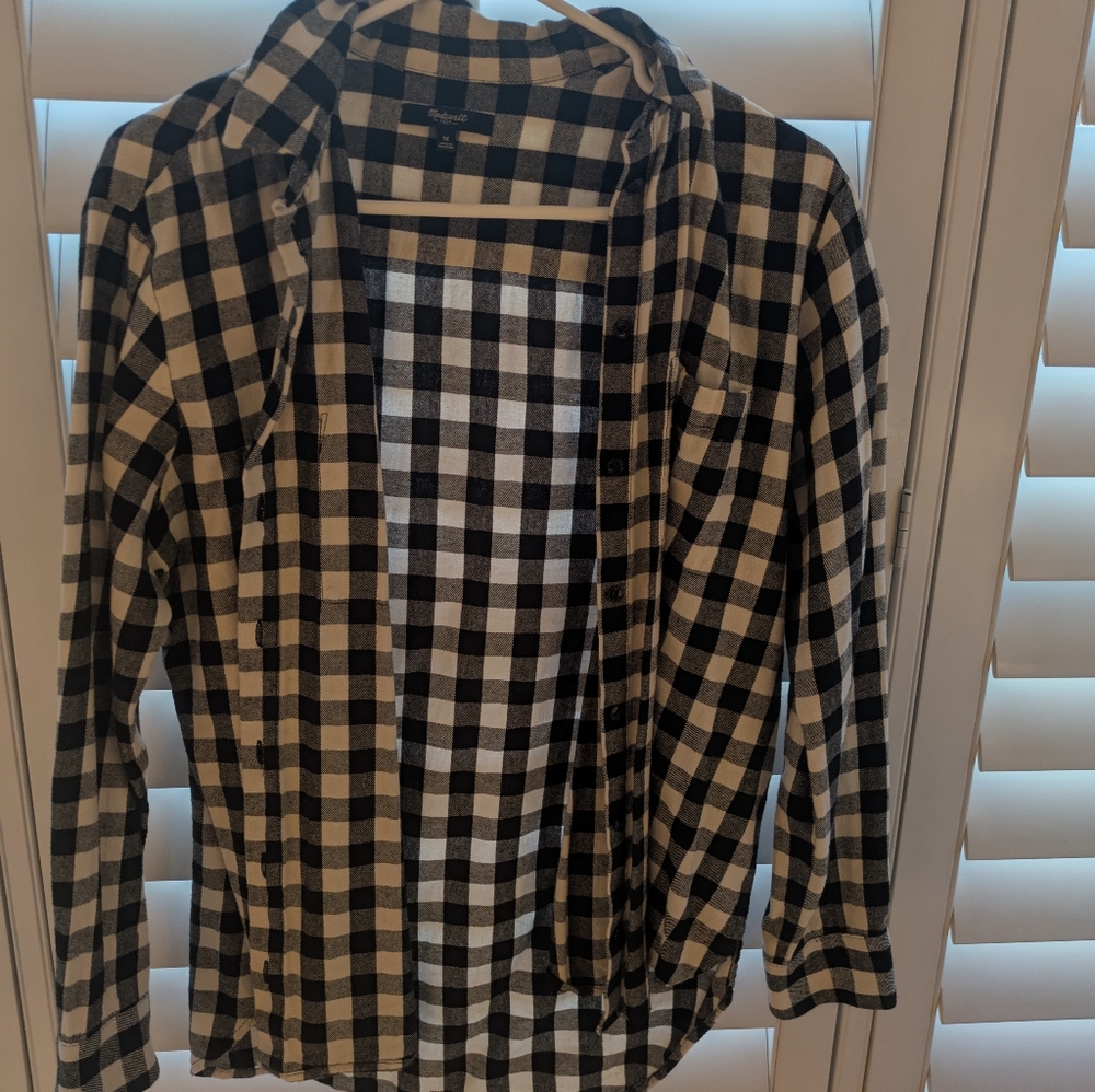 Madewell Black and White Checkered Shirt
